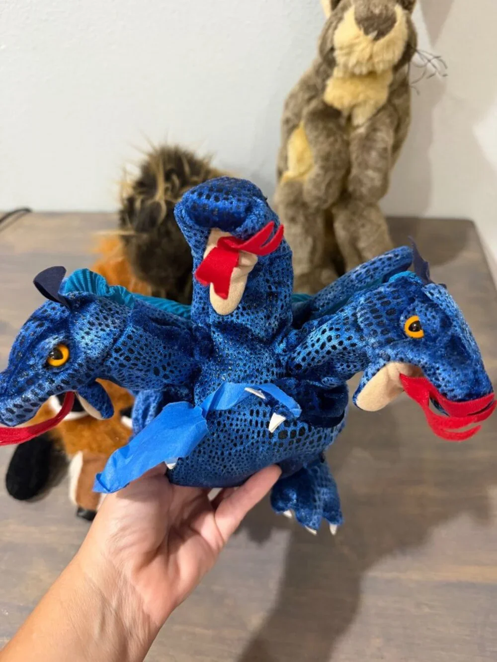 Lot 4 Folkmanis Plush Hand Puppets Fox, Rabbit, Porcupine, Dragon
